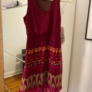 Target/Mossimo Flowy 2- Layer Sleeveless Dress - maroon w/pattern
